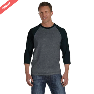 2184 Anvil Adult Heavyweight Raglan 3 Qtr Sleeve Tee- Clearance